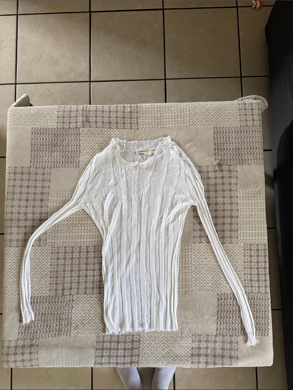 KHAITE White Ribbed Long-Sleeve Knit Top